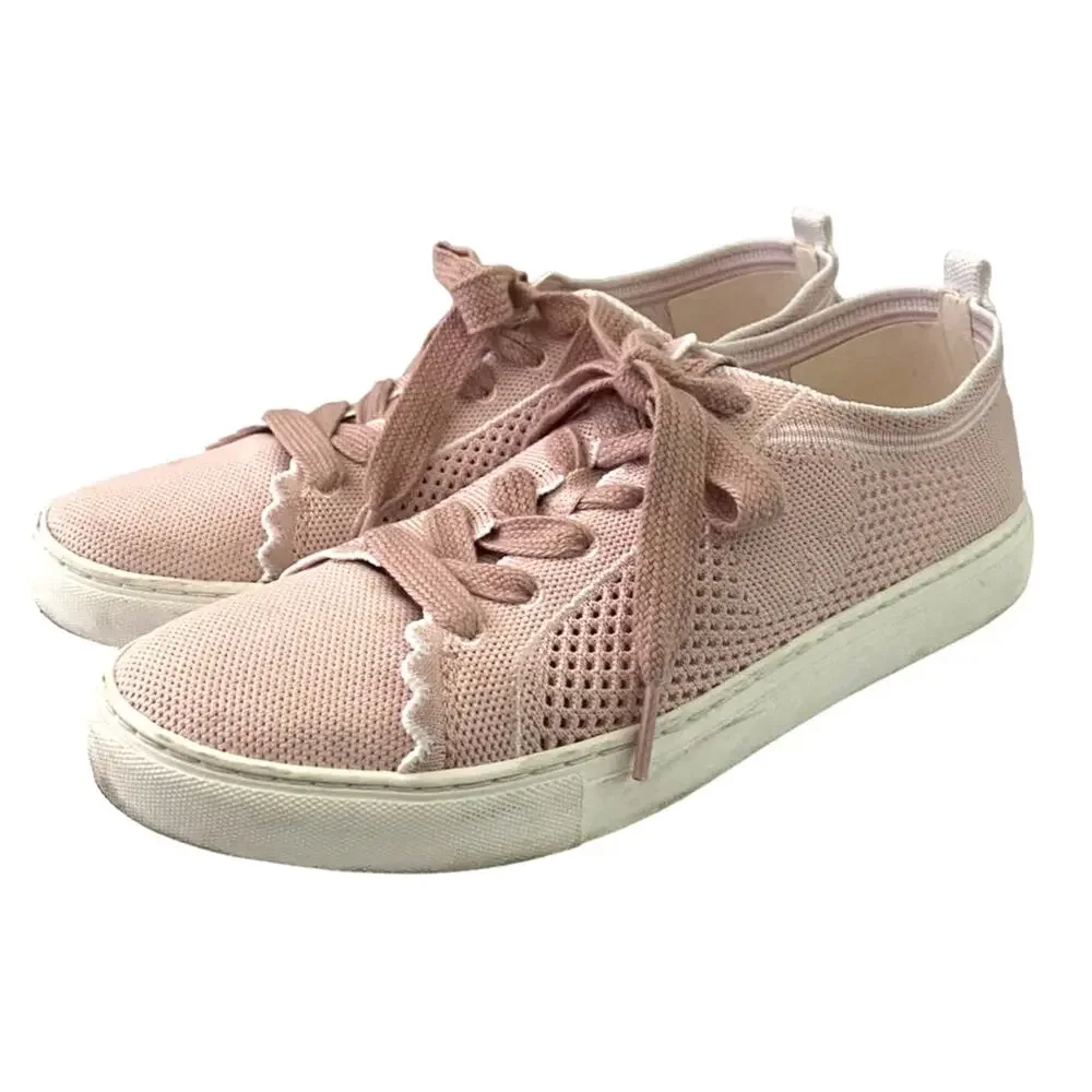 Kate Spade Pink Ainslee Mesh Scallop Sneakers Size 8.5 Preppy Casual Coquette